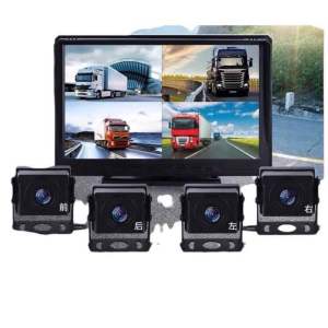 กล้องบันทึกวิดีโอH60 AHD DVR  ภองศา บันทึกสี่ทาง 10.1 นิ้ว 4 ช่อง 12-24v เวอร์ชั่นกลางคืน เต็มมุมมอง รถบรรทุก รถบัส 4K