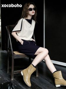 xocoboho | Elegant Exclusive European Style Short Sleeve White Shirt Women Summer