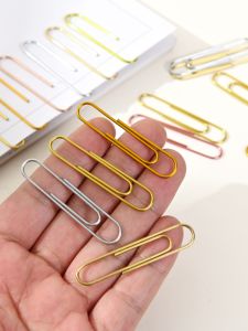 Gold Colored Paper Clips 28mm 200 Pieces Bucket Pack Light Gold Red Gold Finance Flower Pin Metal Material Binding Supplies