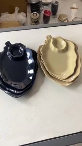 Đĩa trái cây 3 size đĩa nhựa có ngăn chấm tương đĩa trái cây có ngăn chấm muối màu nâu ( vàng kem)