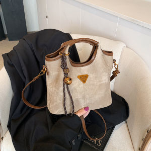 Retro Minimalist Bucket Bag Womens Fashion Color Block Commuter Crossbody Bag Spring Summer New Style Handbag Shoulder Bag