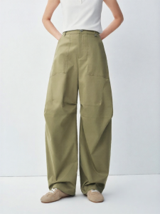 PEACEBIRD | High Waist Loose Wide Leg Work Cargo Trousers