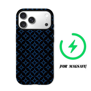 Blue Geometric Tile Phone Case for iPhone 18 17 16 15 14 13 12 11 Air Pro Max Plus Double-layer Cover