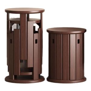 MEIDIHUAFU | Stackable Oak Dining Stool