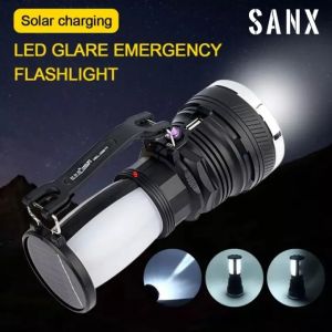 SANXแบบพกพาพลังงานแสงอาทิตย์ไฟฉายLEDชาร์จไฟฉายเต็นท์ไฟฉุกเฉินโคมไฟแขวนสําหรับเดินป่าตั้งแคมป์