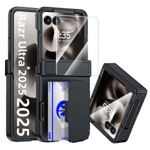 Ốp Lưng Motorola Razr Ultra 2026/2025 Màu Vàng Tích Hợp Ngăn Đựng Thẻ Bảo Vệ Bản Lề Chống RFID Và Bảo Vệ Màn Hình Chống Sốc Hai Lớp