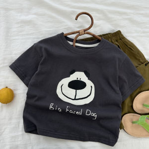 Boys Summer Short Sleeve T-Shirt Thin round Neck Half Sleeve Cartoon Print Breathable Cotton Blend Kids Clothing Summer Top