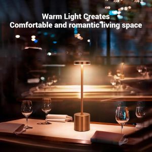 GGbingo LED Table Lamp 3 Colors USB Rechargeable Alloy Touch Switch Night Light Nordic Style Home Bar Restaurant Ambiance Lamp