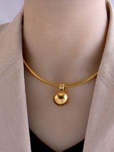 Titanium Steel Non-Fading Lucky Ball Necklace Womens Exaggerated Design Choker Bone Chain Fashion Jewelry Accessory