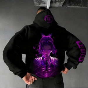 Demon Slayer Anime Autumn/Winter Mens New Kochou Shinobu Double-sided Printed Loose Casual Harajuku Parent-child Sweater Top