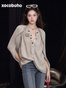 xocoboho | Unique Sun Protection Chiffon Shirt Gray
