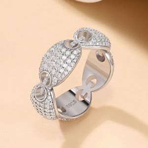 Nhẫn Cưới Nữ Eternity Moissanite Bạc S925 Mạ Vàng Kiểu Dáng Cổ Điển Viền Kim Cương Trang Sức Cao Cấp