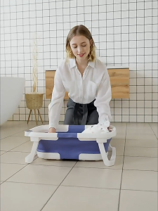 "Local Stock" Baby Bathtub Collapsible Bathtub for Newborn to Toddler Durable Essential Infant Bath TubPortable Travel Baby Bathtub with Soft CushionNo-Slip Hanging and Detachable Bathtub