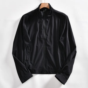 Quick Dry Stand Collar Mens Jacket Thin Breathable Spring Summer Skin Clothes Shirt Style Zipper Closure Solid Color