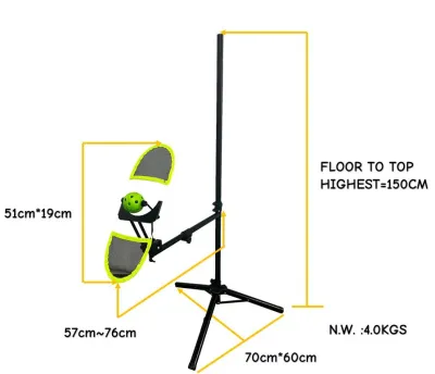 Adjustable Rotating Portable Tennis Pickleball Trainer For Topspin Training