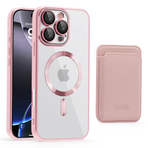 Ốp Điện Thoại Magsafe Wallet Leather Plating Clear Case Cho iPhone 12/13/14/15/16 Pro Max Có Ngăn Đựng Thẻ Bao Da Điện Thoại Cao Cấp Chống Xước Hai Lớp