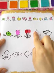 60pcs Finger painting card with 24 color Ink pad stamp DIY Craft learning Education Drawing Toys for child Coloring Book Educational Toys 宝宝手指画DIY手工涂色画套装幼儿园涂色书益智玩具
