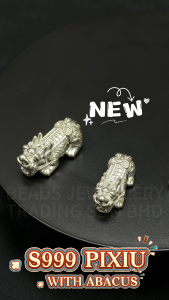 S999 3D PIXIU Beads Pure Silver 999 Spacer Bead PI XIU with Abacus Original Silver 999 DIY Jewelry Making Accessories