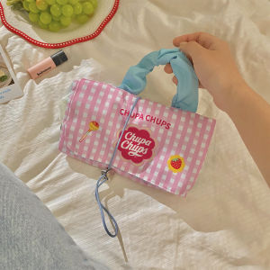 กระเป๋าเครื่องสำอางแบบพับได้แบบพกพาสำหรับผู้หญิง กระเป๋าถือแบบแยกได้ 3-in-1 กระเป๋าใส่ของแบบพกพาขนาดเล็ก กระเป๋าถือสุดหรูหรา