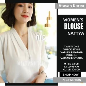Blouse Korea Vneck Variasi Kancing - NIC Fashion
