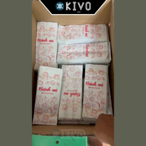 200 Túi Bánh Mì-Túi Giấy Đựng Bánh Mì IN Sẵn -Túi Giấy Bánh Mì Dài/Que-Túi Đựng Bánh Mì Mang Đi 23x9.5x4.5 cm-KIVO