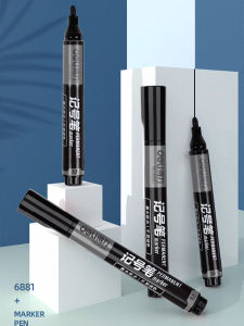 Deli Marking Pen Black Waterproof Oil-Proof Non-Fading Marker Pen Oily Marking Pen Marker Thick Head Construction Site Special Blue Marking Pen Red Quick-Drying Express Logistics Erasable Kids