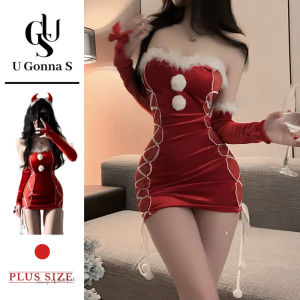 U Gonna S Christmas Women Lingerie Nightwear Red Sleeveless Bodycon V-neck Push Up Backless Elastic Fashion Sleepwear Party 2025 New Design Gift for Girlfriend