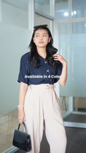 Yoenik Apparel Kikan Shirt Tops Navy M14380 R1S2 - Atasan Wanita