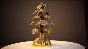 Cây kim ngân tài lộc bằng đồng cao 27cm nặng 1.6kg và 35cm nặng 2.8kg để bàn thờ thần tài