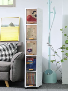 Kotak Penyimpanan Plastik Rak Susun Tumpuk Transparant Loker Roda Serbaguna Storage Box 3/4/5 Layer