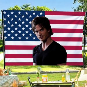 Novel Damon Salvatore USA flag For Garden Party Living Room Home Wall Decor Banner Bedroom Outdoor Tapestry
