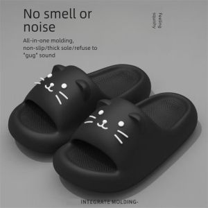 Printting Cute Cat Women Slippers Summer Indoor Soft Cartoon Sandals Bathroom Anti-slip Outdoor Comfy Men Leisure Shoes Couple