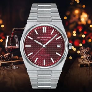 New Specht&Sohne Wine Red Mens Mechanical Wristwatch Miyota Automatic Watches Sapphire Crystal 37MM Stainless Steel Waterproof