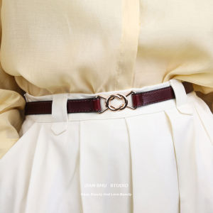 Pure Cowhide Skinny Belt French Butterfly Knot Adjustable Versatile Jeans Womens Leather Belt Fashionable Accessory for All Ages