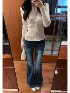 Low Waist Slim Fit Bell Bottom Denim Jeans Womens Extended Length American Retro Style Autumn New Fashion plus Size Jeans