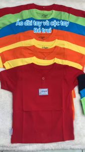 Áo thun bé trai dài tay ngắn tay  màu đậm cúc bấm vải 100% Cotton Kington 10-24kg - Áo thun bé trai