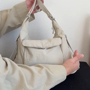 TasBagShop Womens Canvas Tote Bag Korean-style Commuter Single-shoulder Crossbody Bag 3-in-1 Multi-functional Leisure Bag