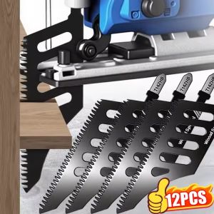 1/12Pcs Jigsaw Blade T-Shank Scroll Saw Cutting Blade Replaceable Coarse Teeth for Wood Aluminum Tight Space Cutting Tool