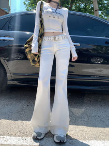 Low-Waist Bell Bottom Denim Jeans Womens Fashionable Loose Fit Wide Leg Pants American Style Summer Autumn New Arrival