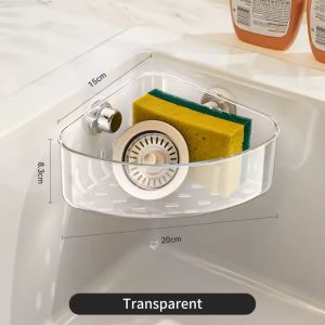 Triangular Multifunctional Dishwashing Cloth and Sponge Storage Tool Suction Cup Sink Storage Rack No-Drill Kitchen Drain Rack