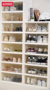 (COD ) AONEZ Lemari Sepatu Minimalis Pintu Transparan Rak Sepatu Tertutup 8- 48 Box Sepatu Kotak Sepatu Serbaguna / Kotak Sepatu / Kotak Sepatu Lipat MultiFungsi