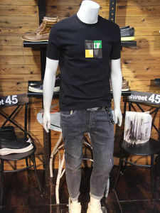 Áo Thun Nam Tay Ngắn Mùa Xuân Hè Màu Trơn Ôm Vừa Vặn Thường Ngày Thời Trang in Họa Tiết Đen Trắng Cotton Thoáng Khí