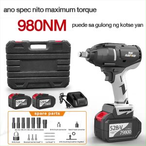 YoQi impact wrench cordless original wireless impact wrench heavy duty brushless impact wrench 21V 1/2 power tools Repair Shelf Carpenter Electric Jackhammer Impact Wrench with 2680N.m 528 TV 4.0A B-attery