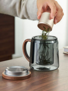 High-Temperature Resistant Glass Tea Cup Office Use Large Capacity Tea Water Separation Tea Drinking Cup Personal Specialty