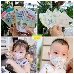 Khẩu trang 5D mask trẻ em Duy Quân hộp 10 cái khẩu trang cho bé 1-5 tuổi 3 lớp kháng khuẩn dây đeo co dãn nhiều hình đáng yêu cotienshop87
