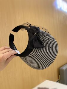 K-style Bows Headband Topless Hat Female Easiest for Match Summer Outing Sun-Proof Big Brim Sun Hat Breathable Cool Hat