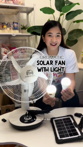FINNA Solar electric fan 12" 14" 16" with LED lights home electric fan stand fan with solar panel Three wind speeds