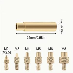 7/9/10Pcs Brass Heat Insert Nut Set M2 M3 M4 M5 M6 M8 for 3D Printer Plastic Hot Melt Installation