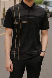 Áo thun polo sọc nhuyễn