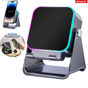 Newmsnr | (upgraded)5 In 1 Auto-induction 5000mAh Wireless Induction Speaker 8 RGB Lights HIFI Sound Portable Bluetooth Phone Holder Gifts
